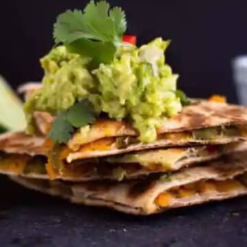 vegan butternut squash quesadillas on a plate.