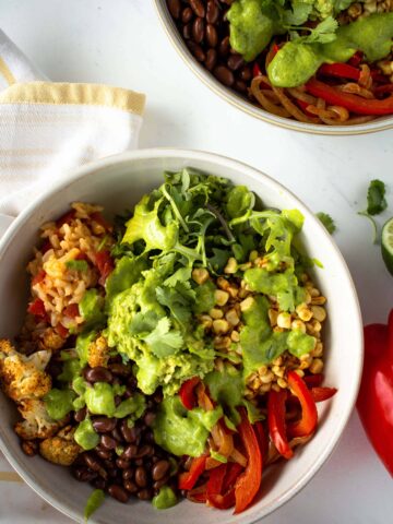 Vegan Burrito Bowl With Cauliflower.