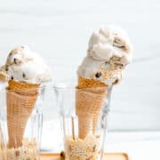 vegan cookie dough icecream on a sugar cone