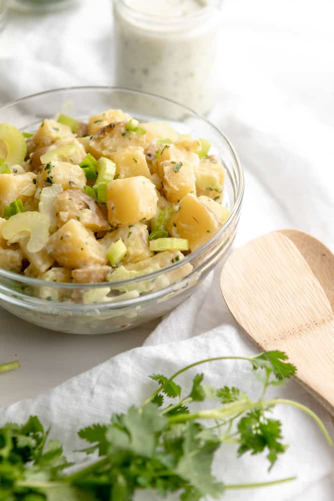 cilantro lime potato salad close up