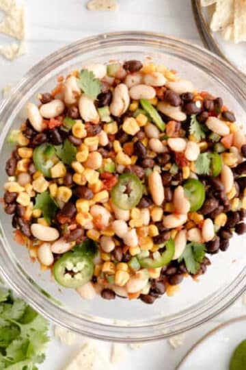 Bean Salsa with jalapenos and street corn.