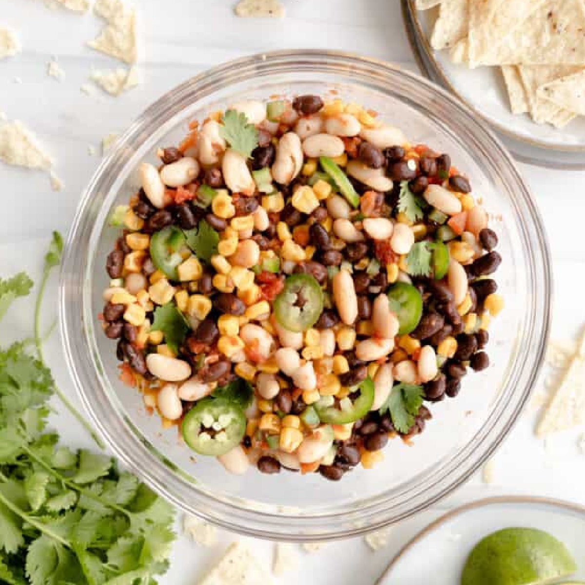 Bean Salsa with jalapenos and street corn.