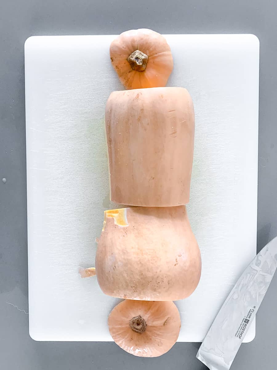 Butternut squash with ends cut off