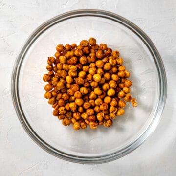 roasted chickpeas in a glass bowl